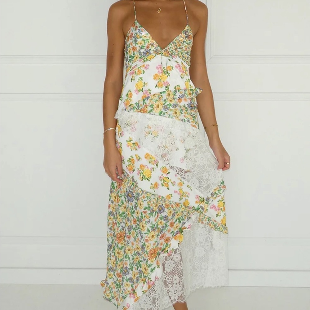 Ditsy floral and lace dress